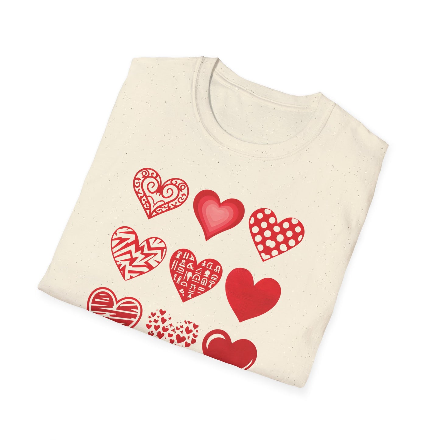 Grid of Different Red Heart Patterns T-Shirt
