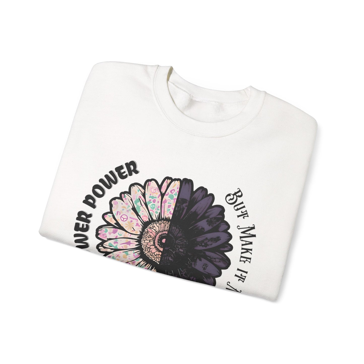 Flower Power but Make it Moody - Symmetrical Flower of Contrasting Design Sweatshirt