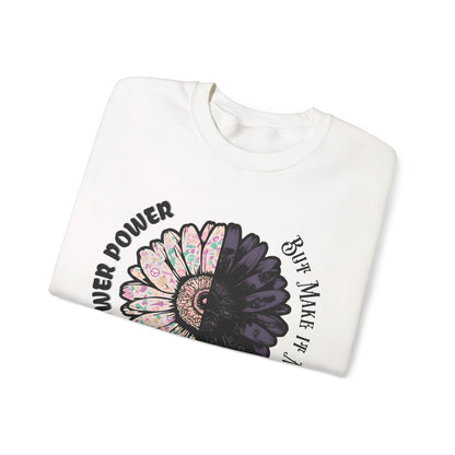 Flower Power but Make it Moody - Symmetrical Flower of Contrasting Design Sweatshirt