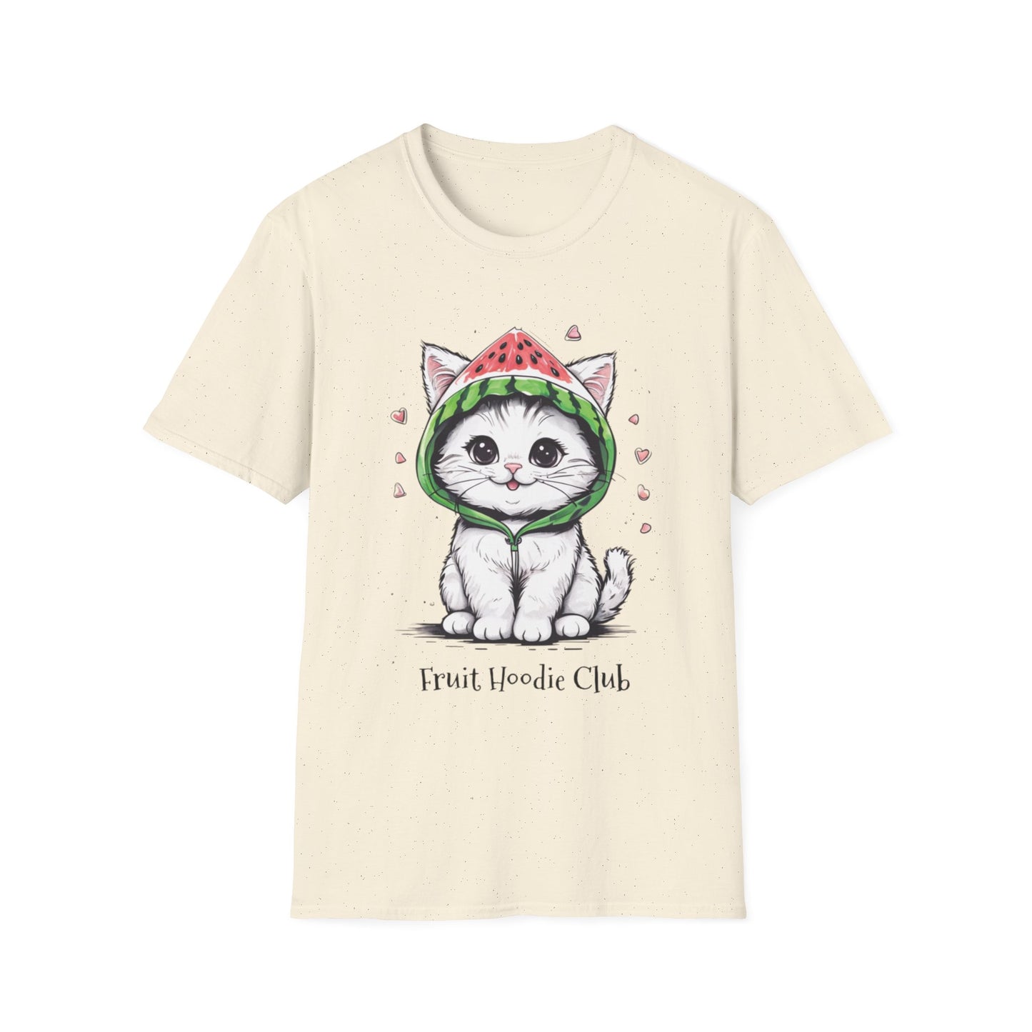 Fruit Hoodie Club T-Shirt - Kitten In A Watermelon Hoodie Design