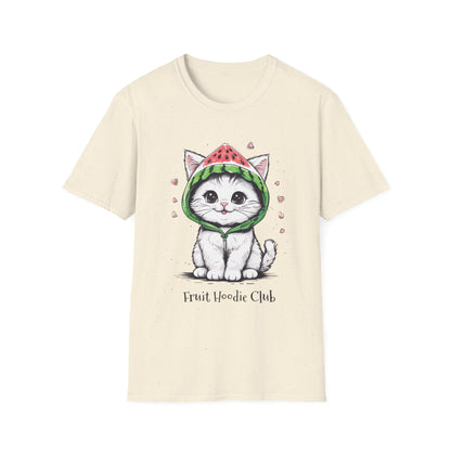 Fruit Hoodie Club T-Shirt - Kitten In A Watermelon Hoodie Design