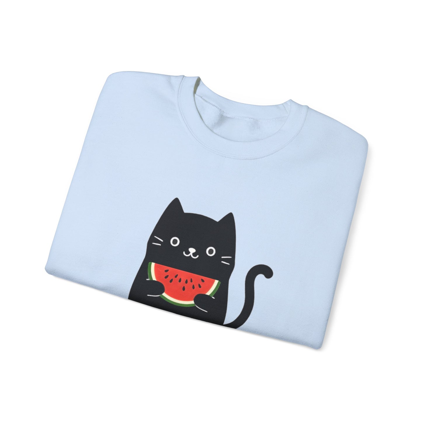 Watermeowlon Kitty - Playful Cat Silhouette with Colorful Watermelon slice Sweatshirt