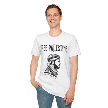 Free Palestine Free World - Man Wearing Palestinian Kuffiyah