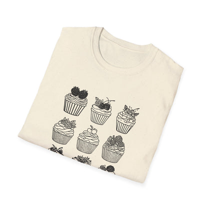 Monochrome Minimalistic Cupcake Grid T-Shirt
