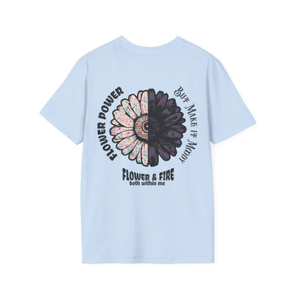 Flower Power but Make it Moody T-Shirt - Symmetrical Flower of Contrasting Designs