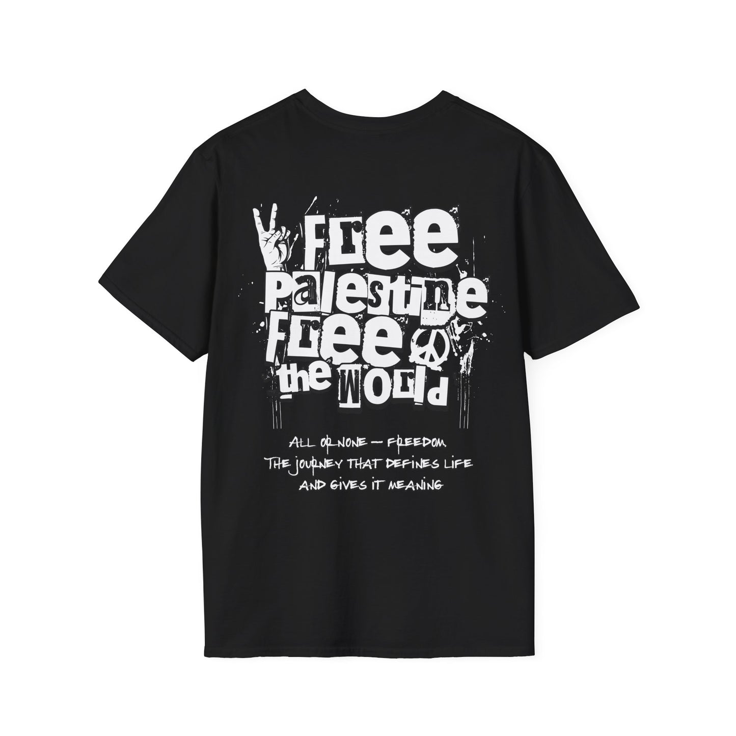 Free Palestine Free The World - Monochrome Graffiti T-Shirt