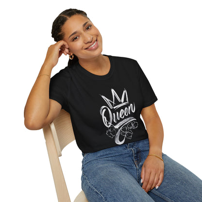 Queen T-Shirt – Chalkboard Art Crown Floral Design