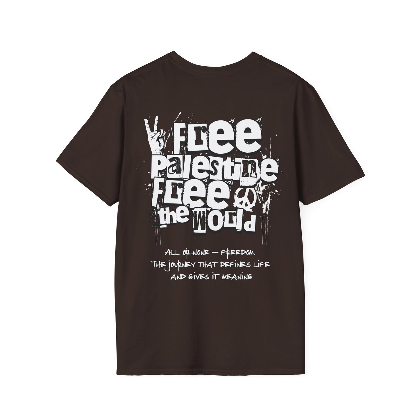 Free Palestine Free The World - Monochrome Graffiti T-Shirt