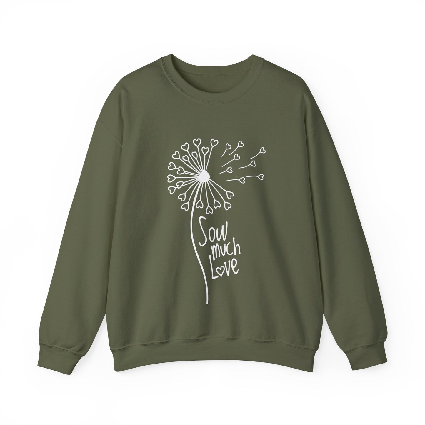 So (Sow) much love - Playful Minimalistic Dandelion with Heart Shapes Sweatshirt