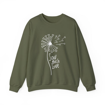 So (Sow) much love - Playful Minimalistic Dandelion with Heart Shapes Sweatshirt