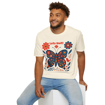 Lets Unit! - Vibrant Boho Butterfly Floral T-Shirt