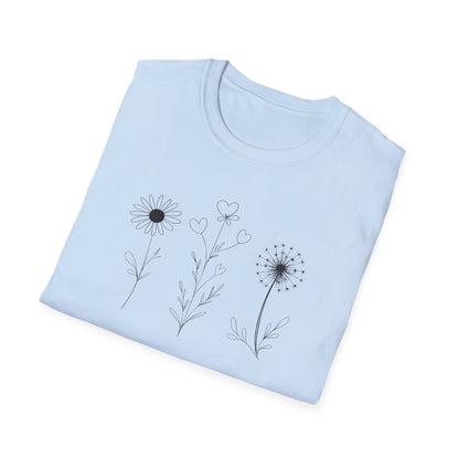 Delicate Botanical Chalk Sketches of Daisies and Dandelions