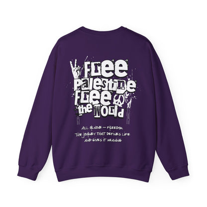 Free Palestine Free The World - Monochrome Graffiti Sweatshirt