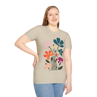 Vibrant Flowers Minimalistic T-Shirt Design