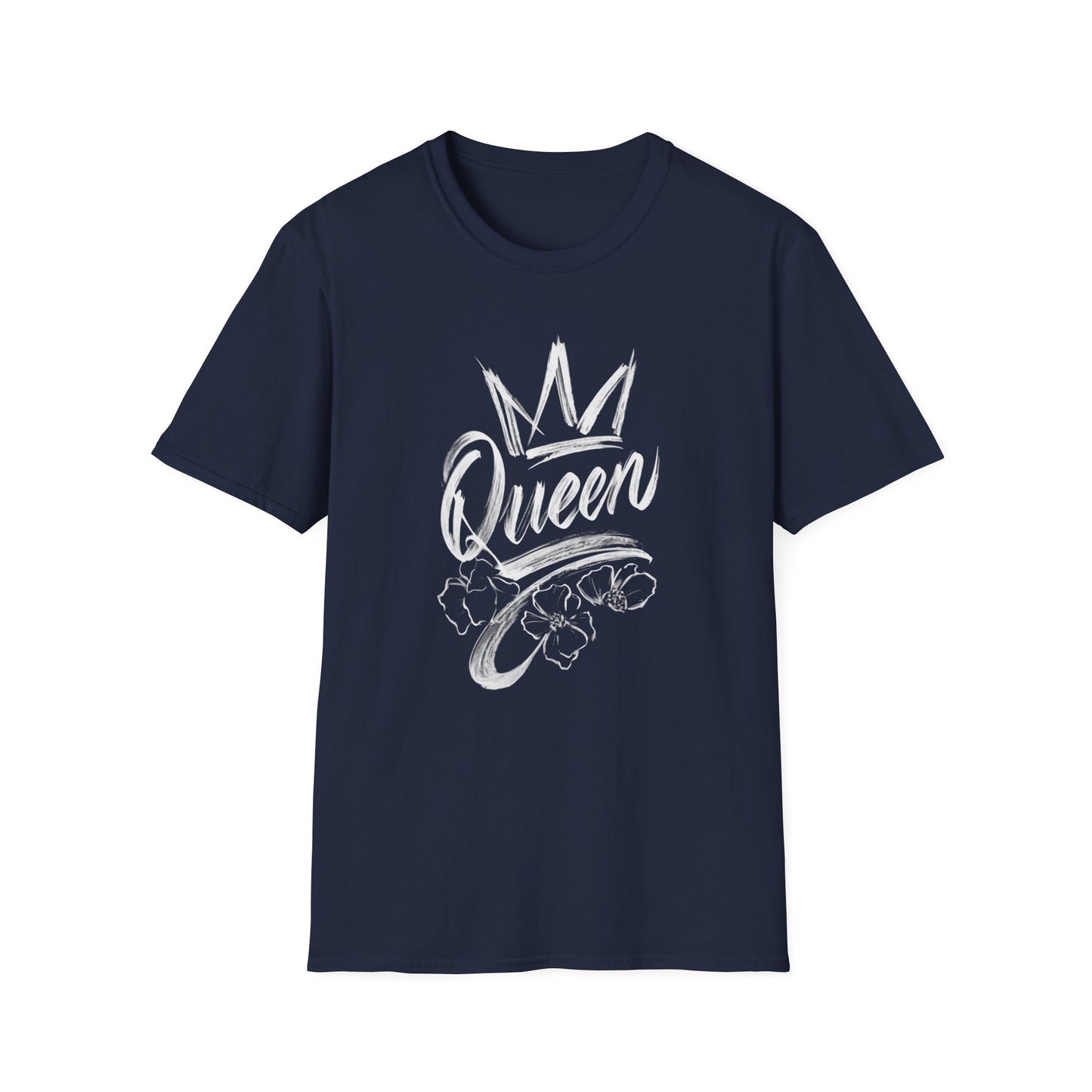 Queen T-Shirt – Chalkboard Art Crown Floral Design