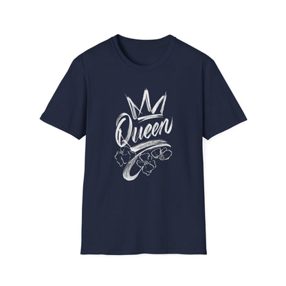 Queen T-Shirt – Chalkboard Art Crown Floral Design