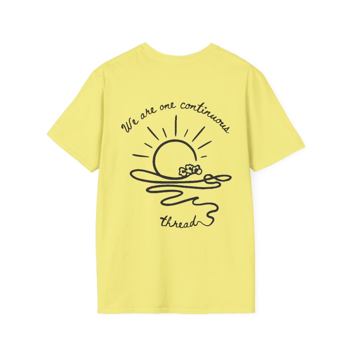 We are one continuous thread T-Shirt -  Minimalistic One-Line Sun, Water, Flowers Design