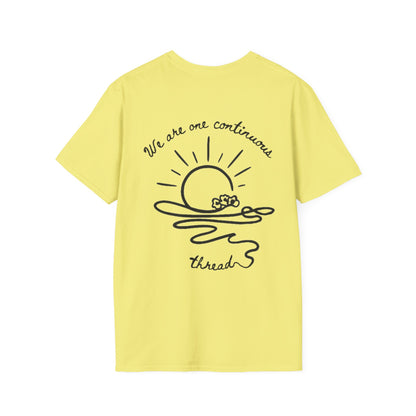 We are one continuous thread T-Shirt -  Minimalistic One-Line Sun, Water, Flowers Design