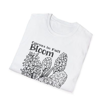 Curves in Full Bloom - Monochrome Floral T-Shirt