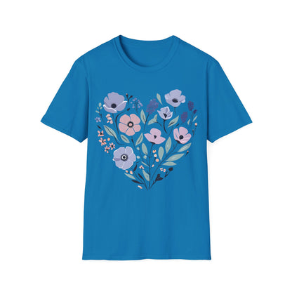 Heart Shaped Floral Arrangement T-Shirt -  Pastel Tones Design
