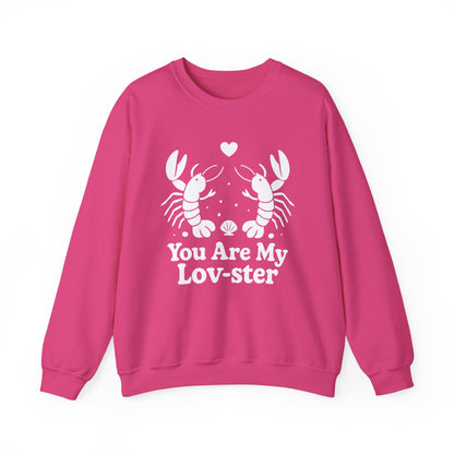You Are My Lov-ster - White Retro Cartoon of a Couple Lobsters Sweatshirt