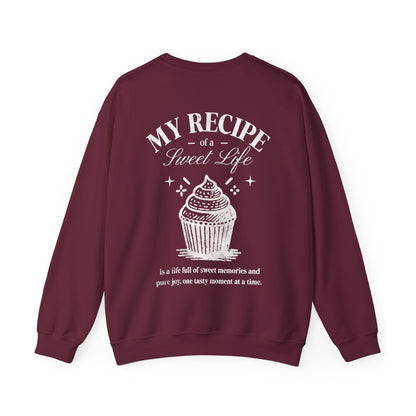 My Recipe of A Sweet Life - Monochrome Cupcake Front and Back Design Sweatshirt