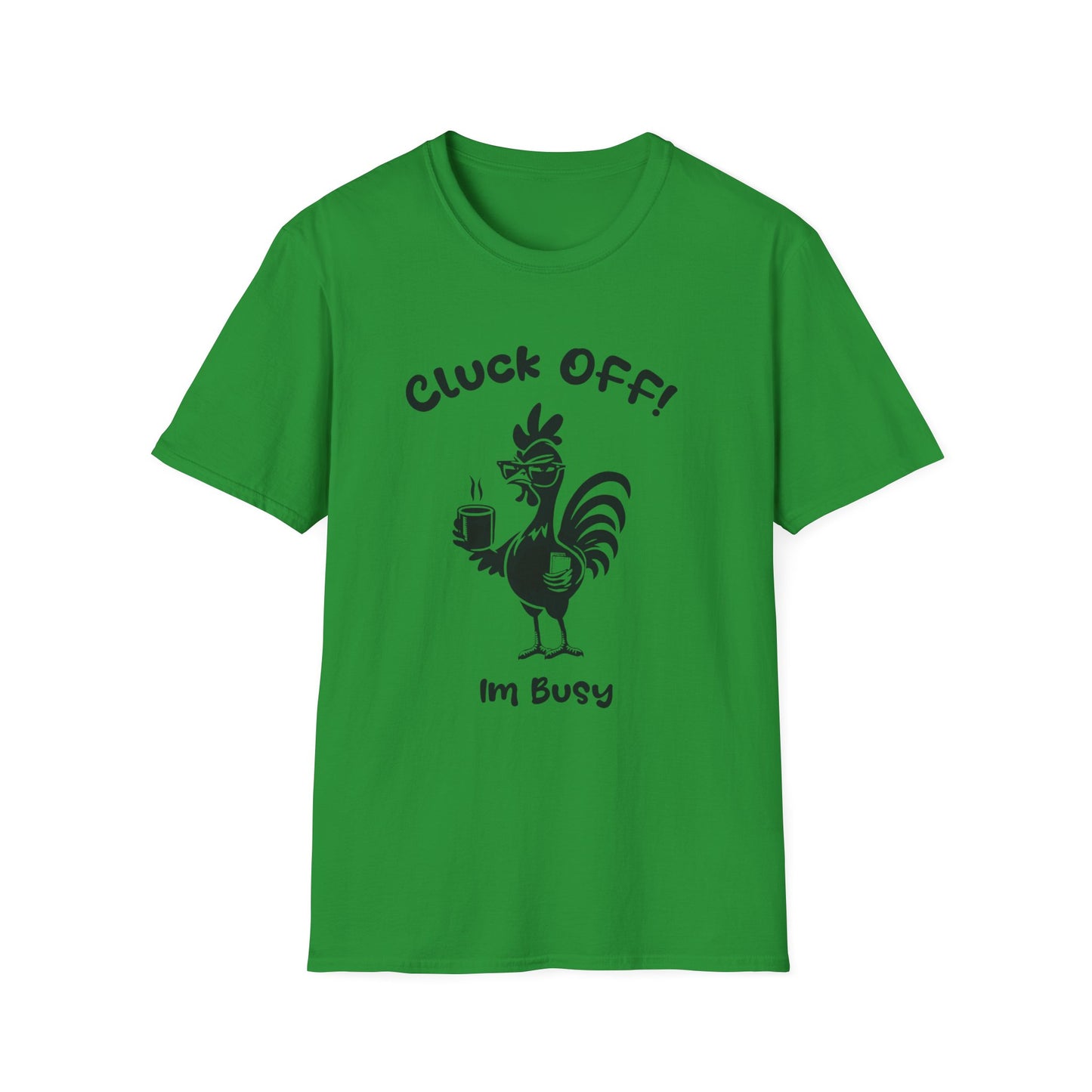 Cluck off I'm Busy - Playful Minimalistic Rooster Silhouette With Coffee And Files T-Shirt