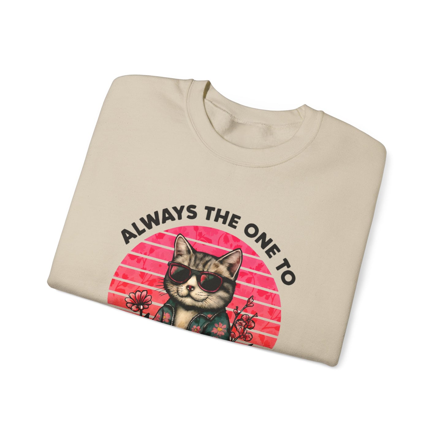 Always The One To Cause Adorable Chaos Everywhere - Vibrant Sunset Playful Cat on Skateboard Sweatshirt