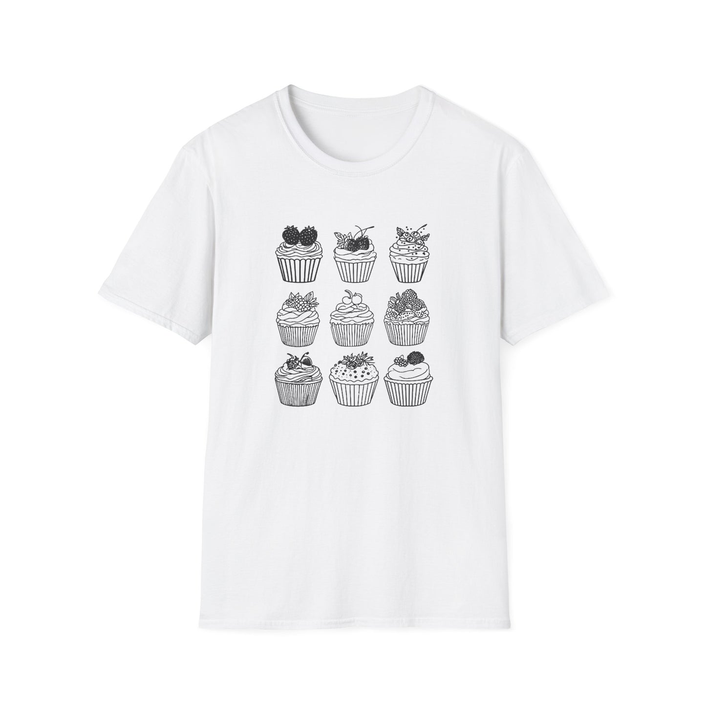 Monochrome Minimalistic Cupcake Grid T-Shirt