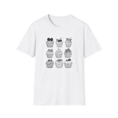 Monochrome Minimalistic Cupcake Grid T-Shirt