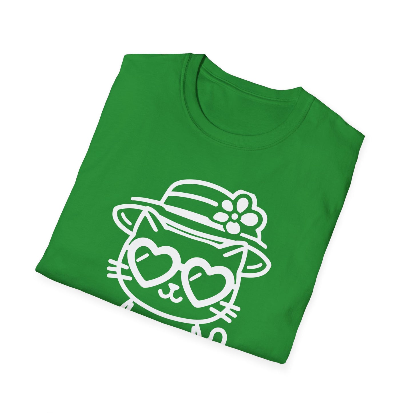 So Cool - Minimalistic Outline Kitten With Hat and Sunglasses T-Shirt