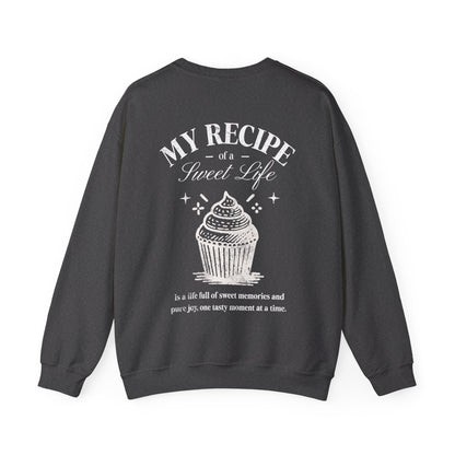 My Recipe of A Sweet Life - Monochrome Cupcake Front and Back Design Sweatshirt