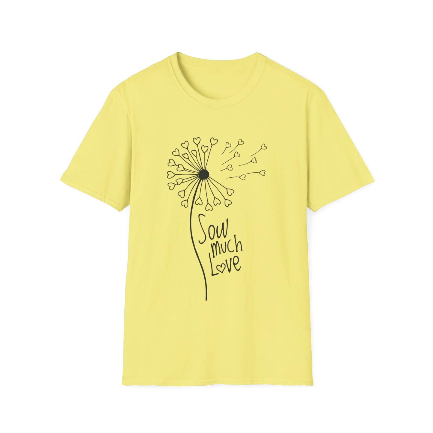 So (Sow) much love T-Shirt -Minimalistic Dandelion with Heart Shapes Design