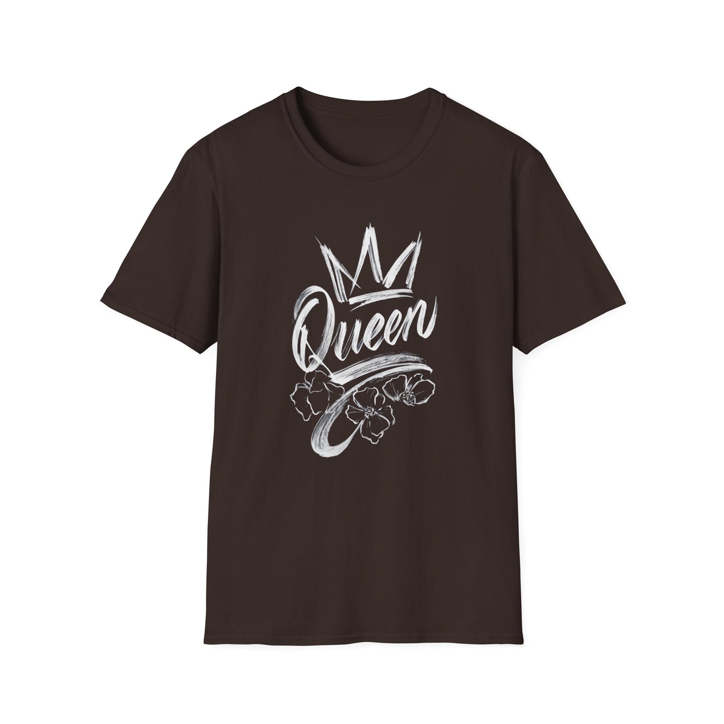 Queen T-Shirt – Chalkboard Art Crown Floral Design