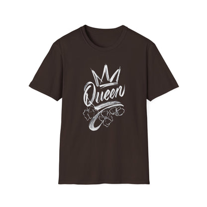 Queen T-Shirt – Chalkboard Art Crown Floral Design
