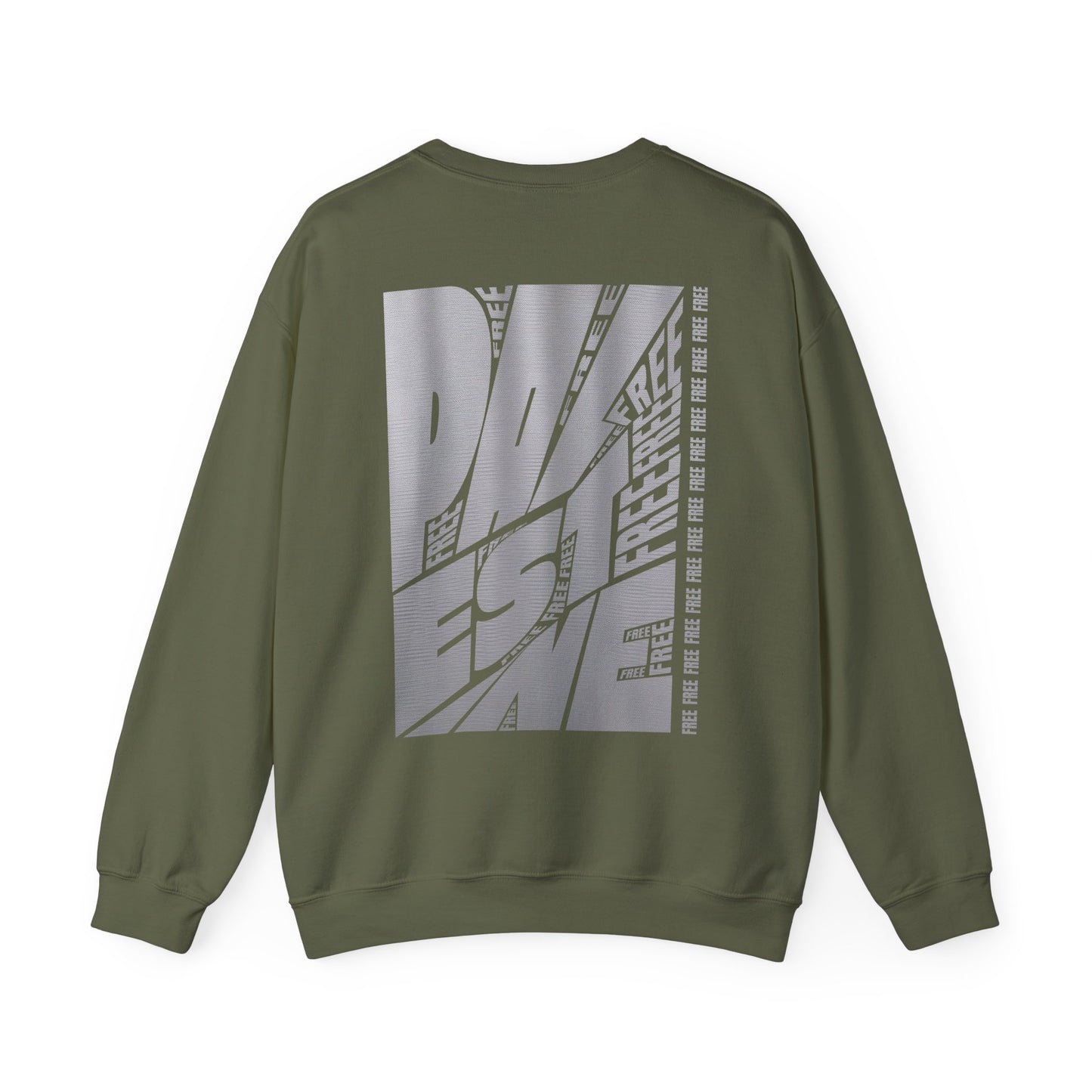 Free Free Free Palestine - Monochrome Metallic-like Style Typography  Front and Back Design Sweatshirt