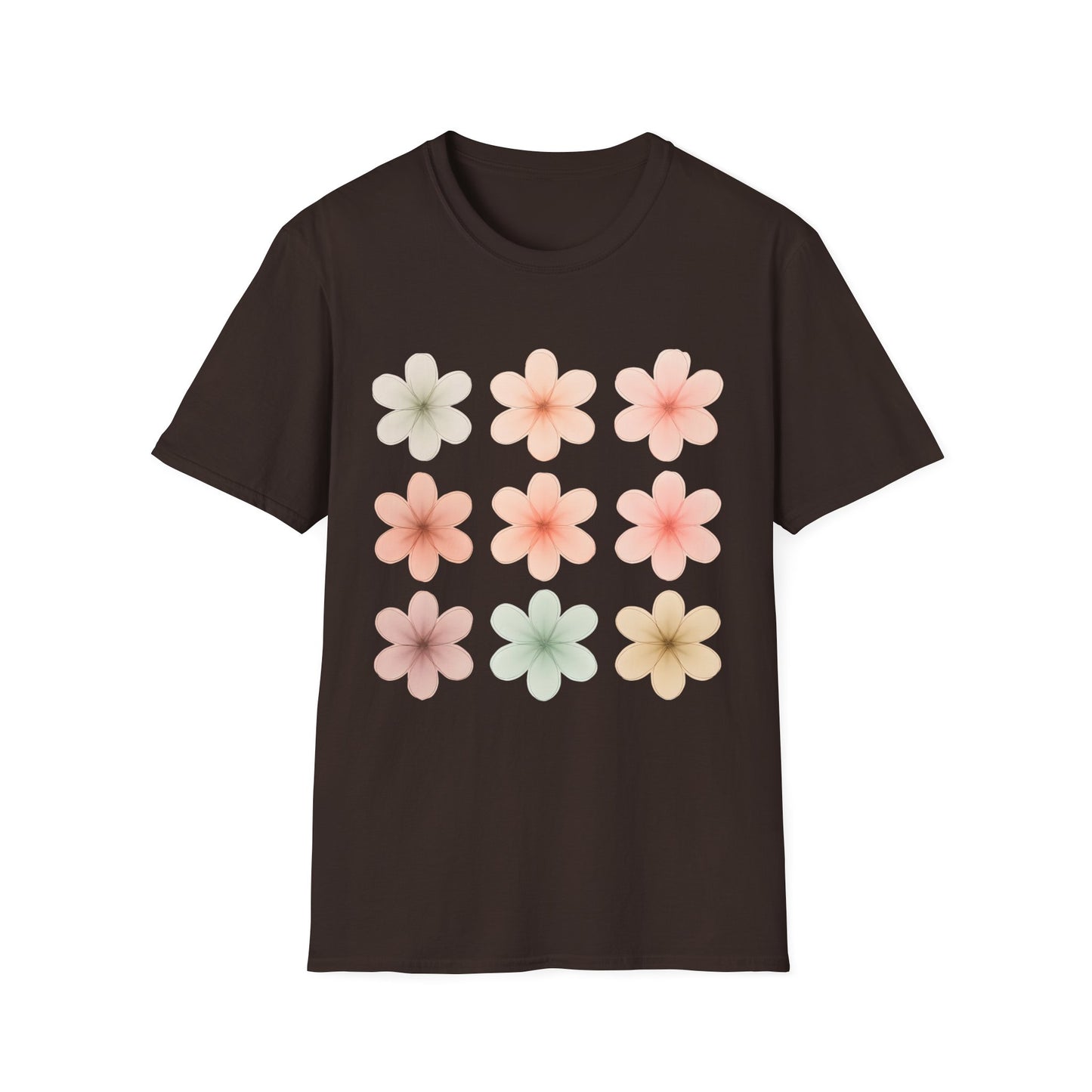Soft Pastel Flowers Grid T-Shirt