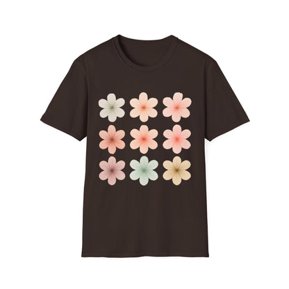 Soft Pastel Flowers Grid T-Shirt