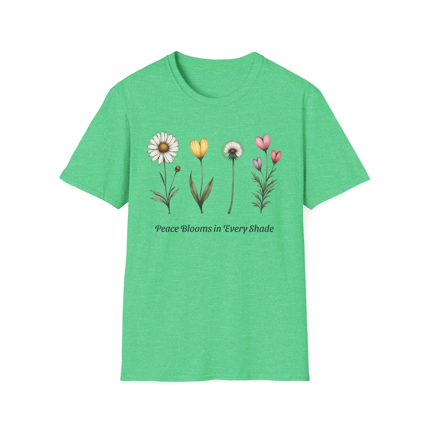 Realistic Floral Line T-Shirt - Colorful Design