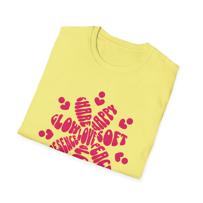 Love is T-Shirt - Vibrant Pink Flower Shape Typography  Design