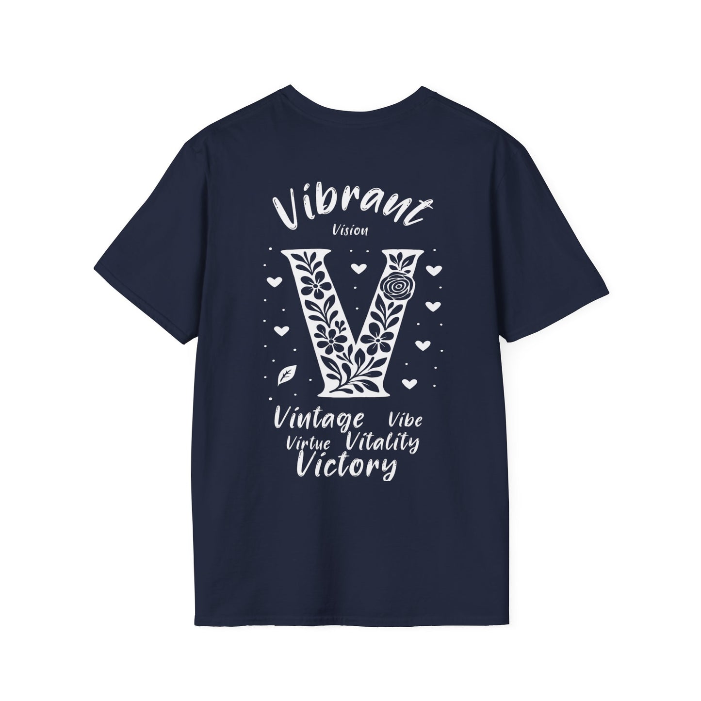 Letter V Flower T-Shirt - Letters Flowers Patterns Front And Back Design