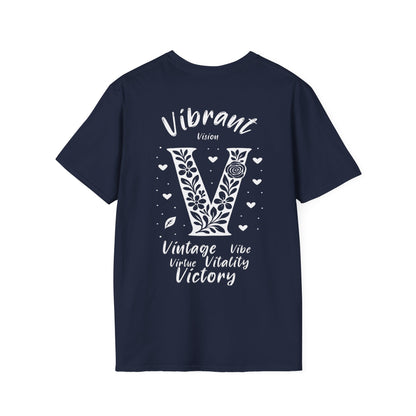 Letter V Flower T-Shirt - Letters Flowers Patterns Front And Back Design