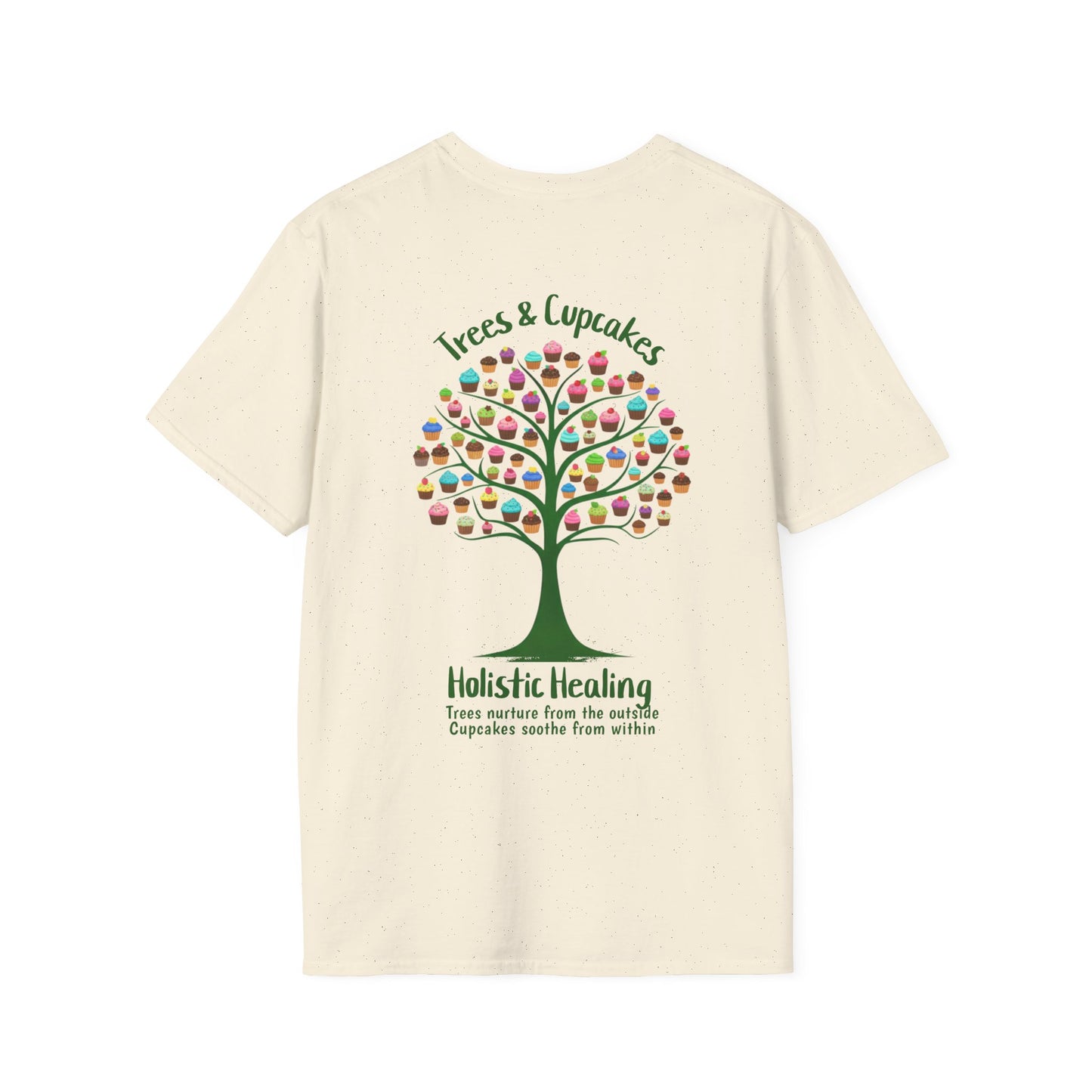 Holistic Healing: Trees and Cupcakes - Colorful Tree silhouette with Cupcakes T-Shirt