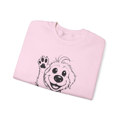 Stay Positive - Cartoon Playful Dog with Paw Raised High Sweatshirt