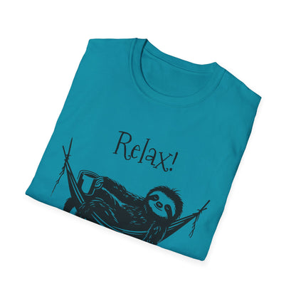 Relax, We Are All Crazy, It Is Not A Competition - Minimalistic Sloth Silhouette In Hammock With Coffee T-Shirt