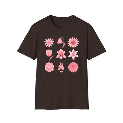 Pink Flowers Grid T-Shirt