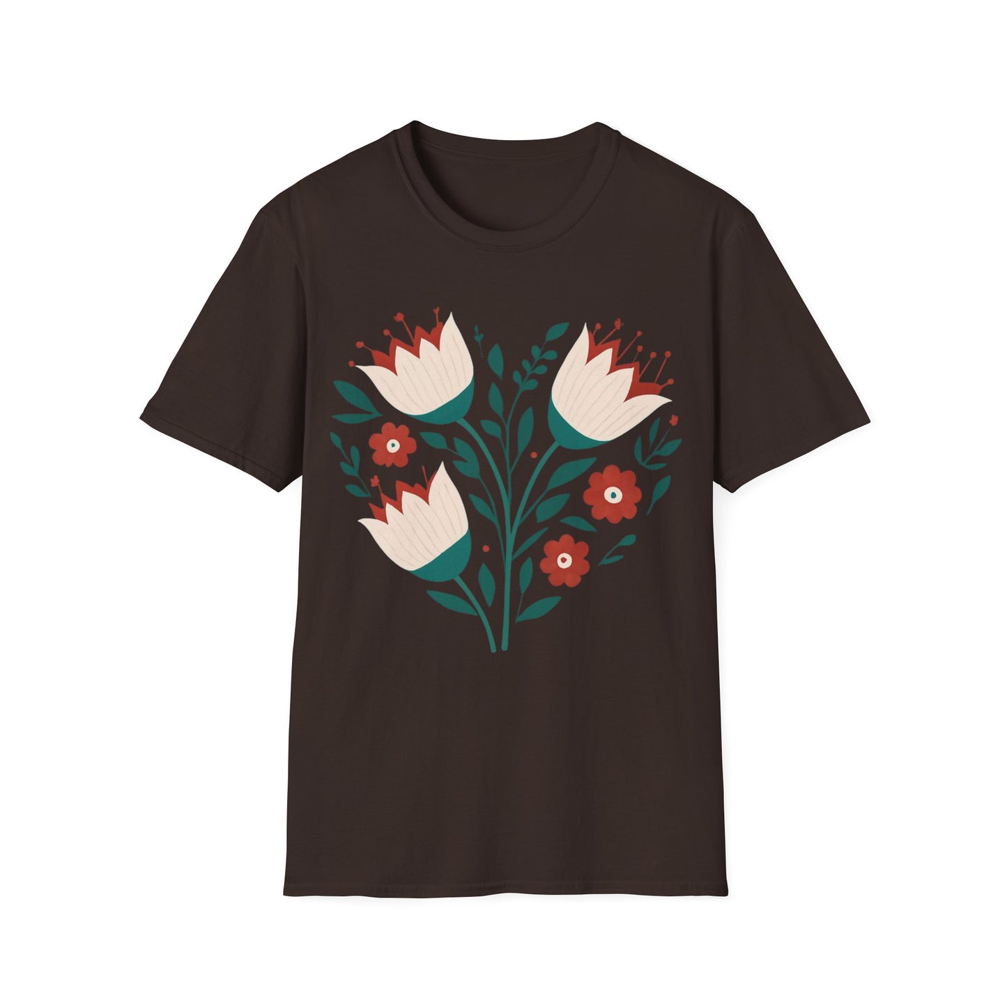 Heart Boho Flowers Minimalistic T-Shirt Design
