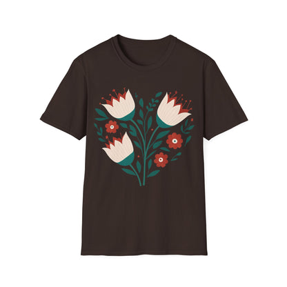 Heart Boho Flowers Minimalistic T-Shirt Design