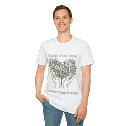 Hands That Hold, Hearts That Bloom - Monochrome T-Shirt