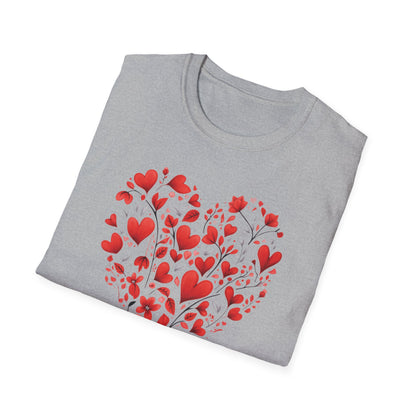 Let Your Heart Bloom Because The World Needs Your Colors - Red Heart Shaped Floral T-Shirt